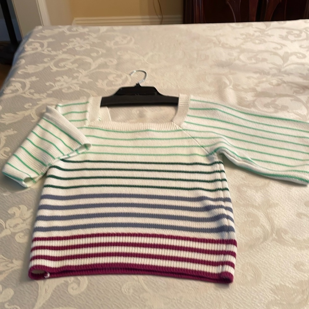 Kate spade short ran glam sleeve sweater 57% cotton 43% polyester